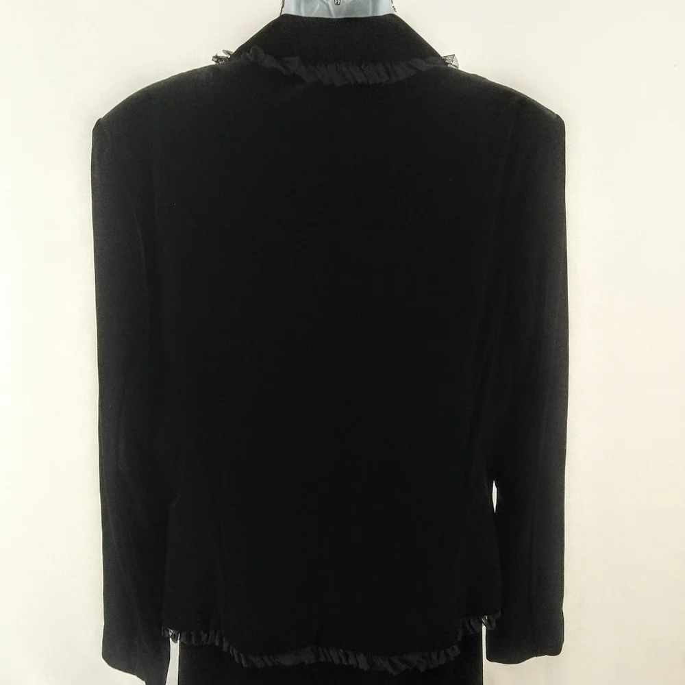 Xscape by Joanna Chen two piece special occasion black velour Jacket and Skirt
